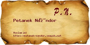 Petanek Nándor névjegykártya